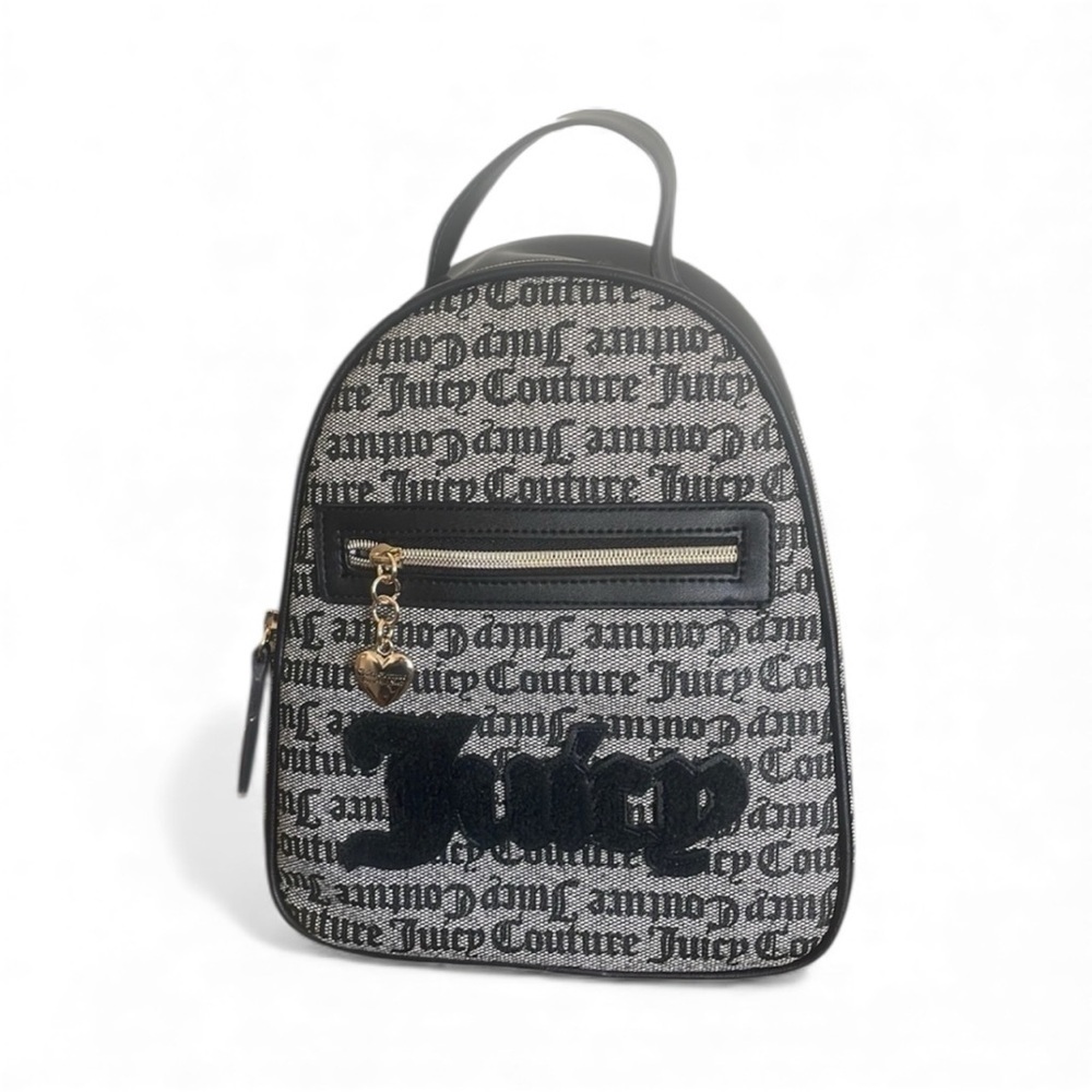 Juicy Couture Backpack Black/Beige zip paparazzi bag New Sz OS